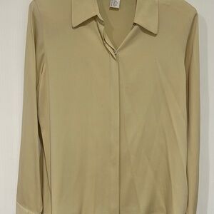 Doncaster Pale Greenish Yellow Silk Blouse Size 8
